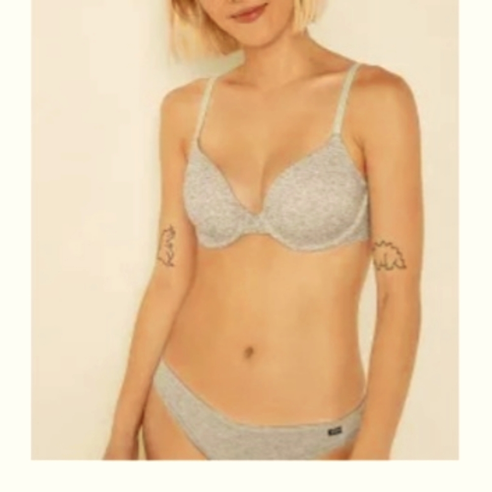 Tart Intimates Matching Set Gray Zebra Striped Design Sz 36D & Sm Panties NWOT
